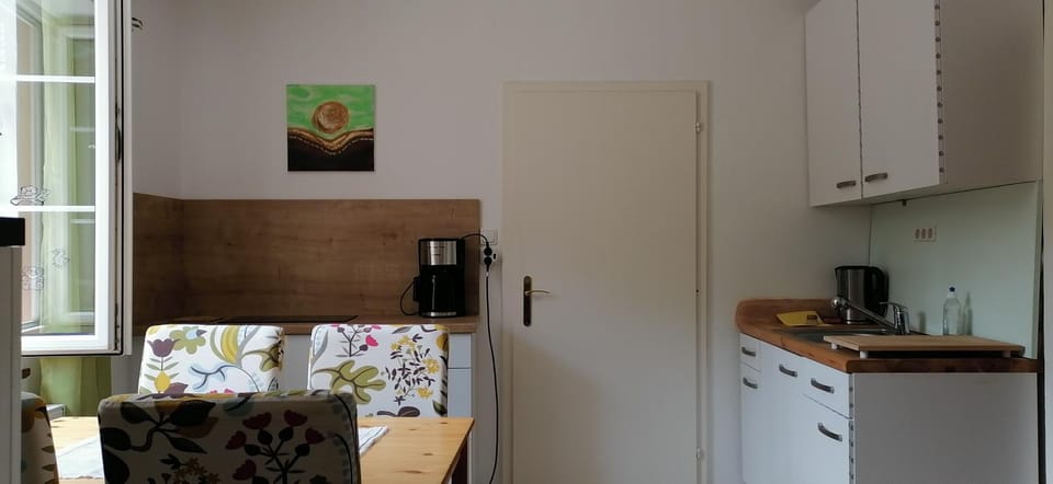 Kitchen or kitchenette, stove