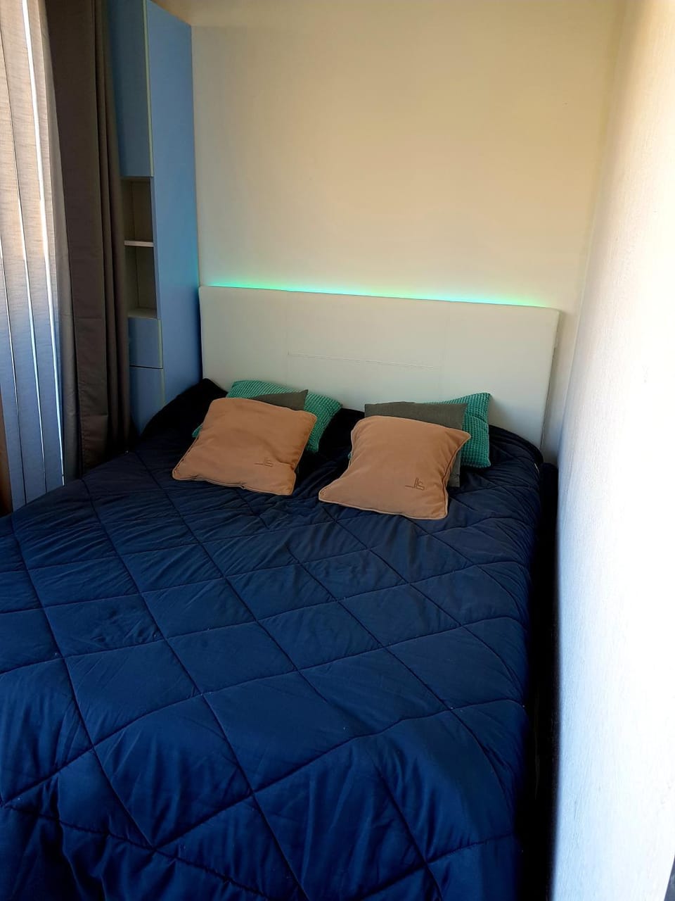 Bed, wardrobe