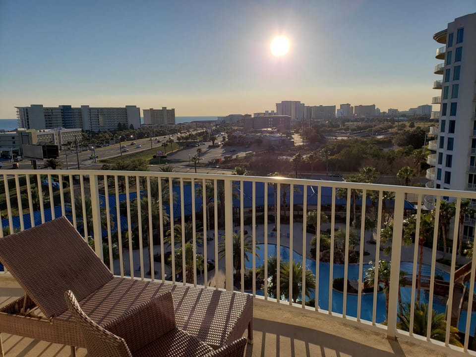 Patio, Balcony/Terrace, Pool view, Sunset