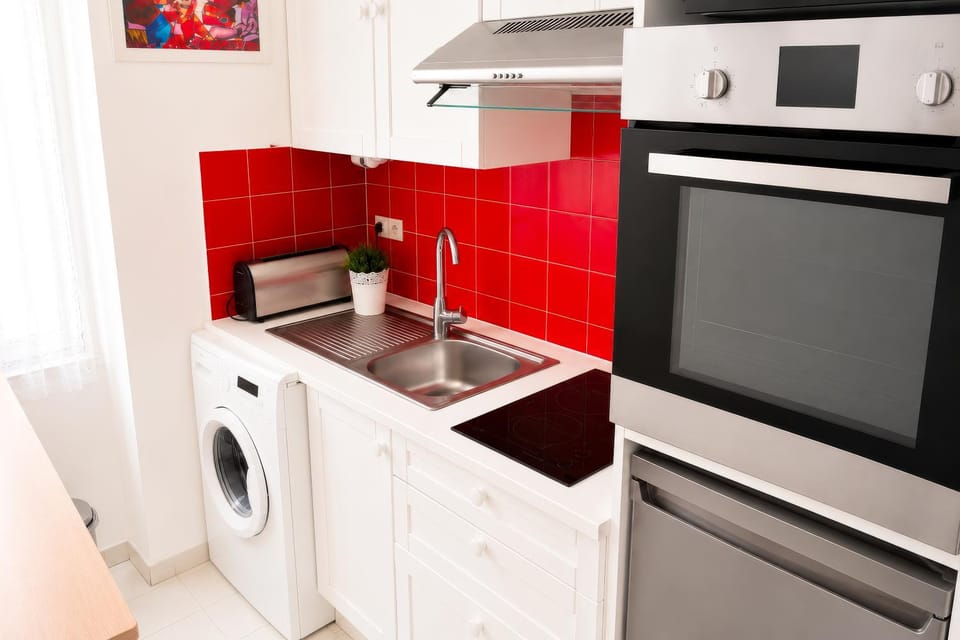 oven, stove, toaster, washing machine, kitchen
