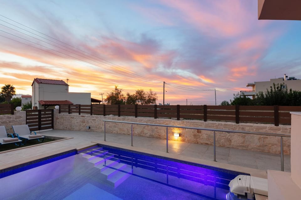 Patio, View (from property/room), Swimming pool, Sunset, sunbed