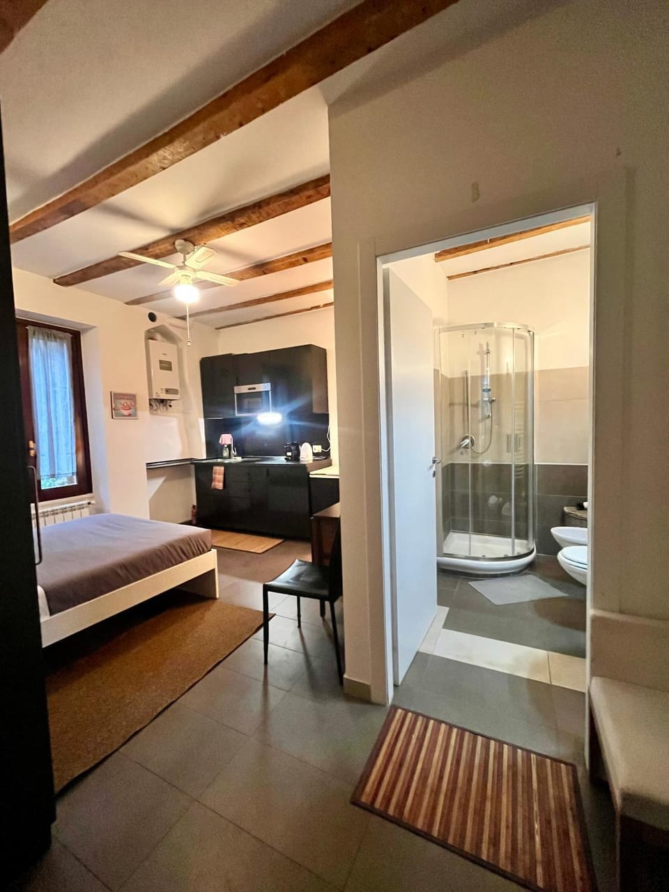 Bed, Bathroom, Kitchen or kitchenette