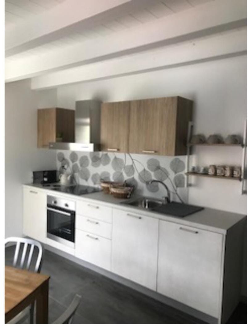 Kitchen or kitchenette, dishwasher, stove