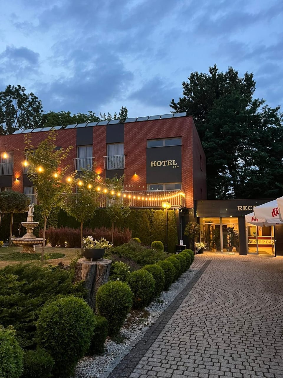 Property building, Night, Garden, Garden view