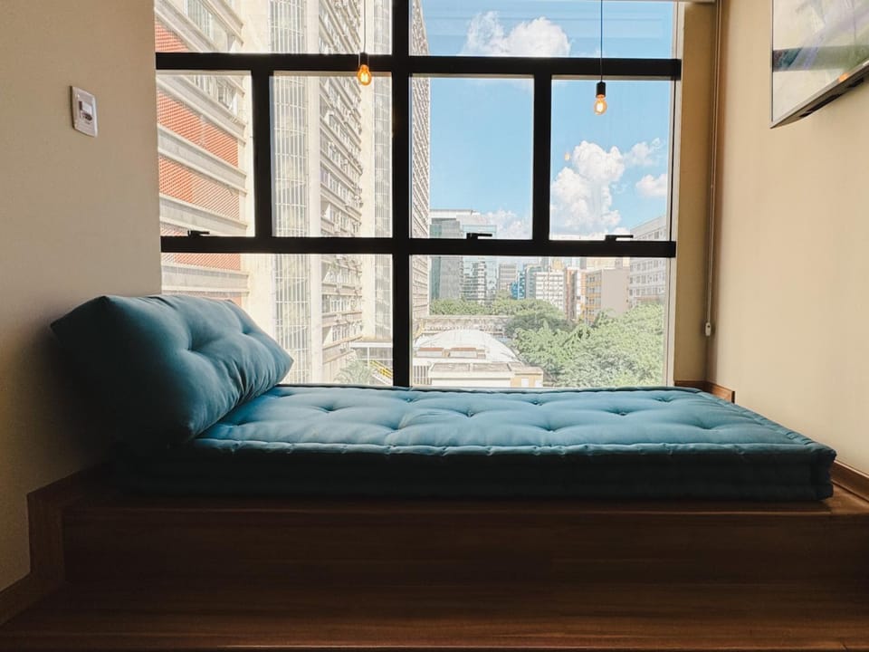 Bed, City view