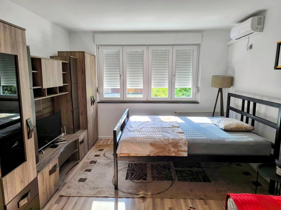 Bed, TV and multimedia, Living room, wardrobe, air conditioner