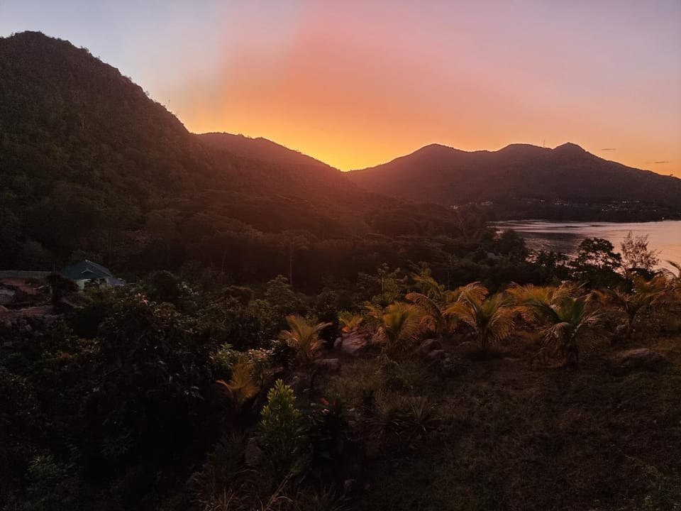 Nearby landmark, Natural landscape, Mountain view, Sunset