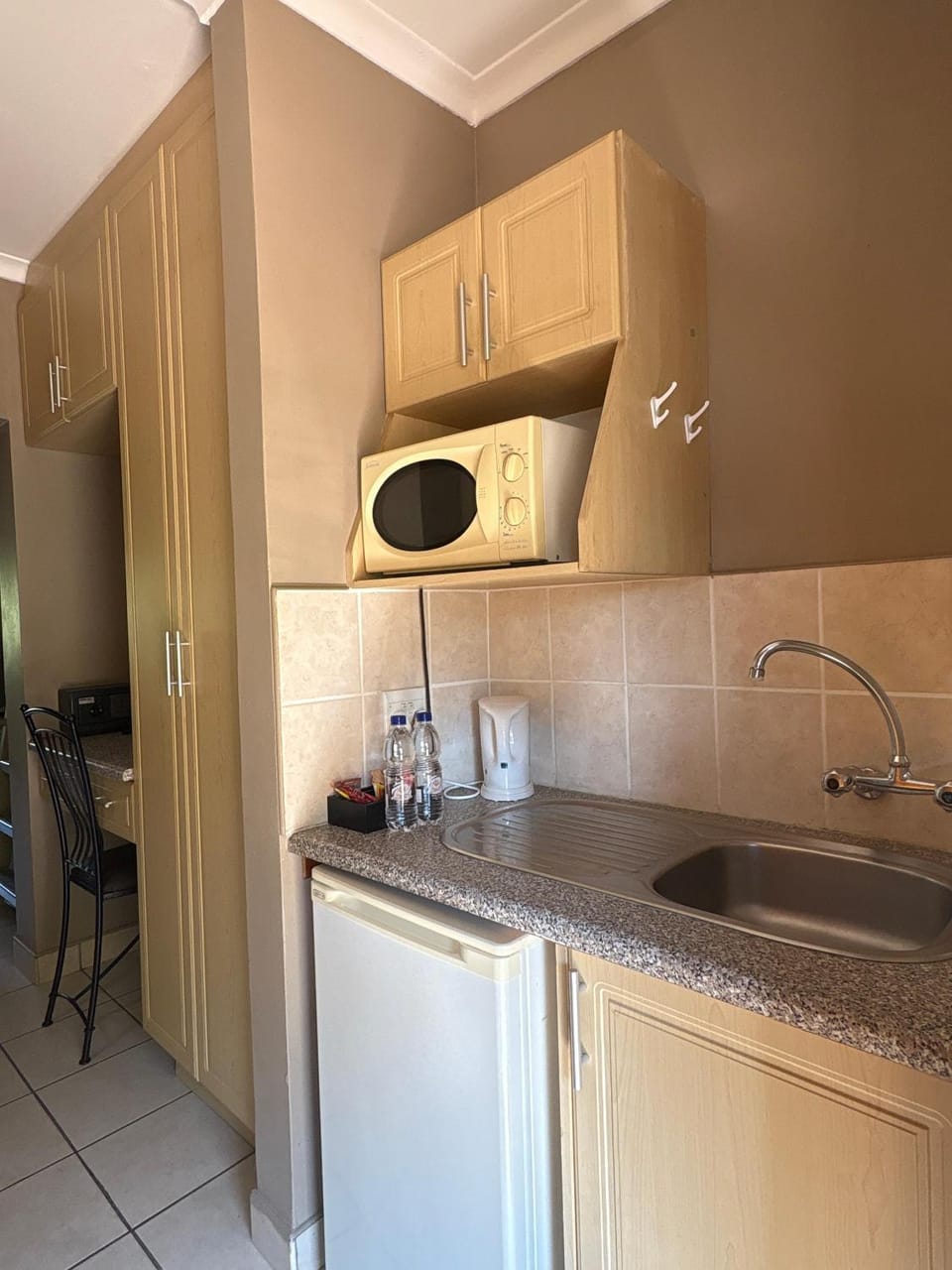 Kitchen or kitchenette, furniture, microwave