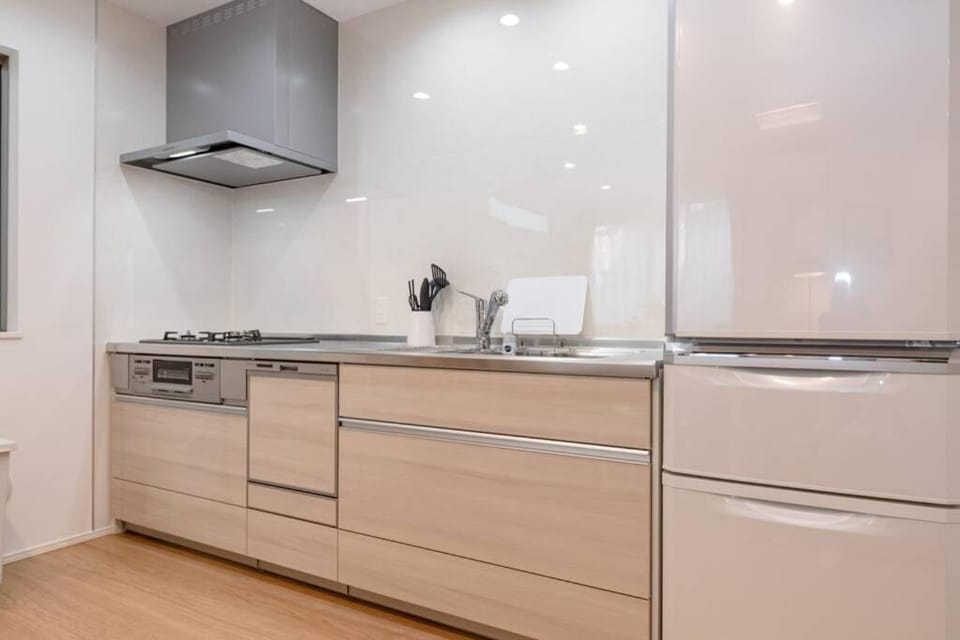 Kitchen or kitchenette, stove