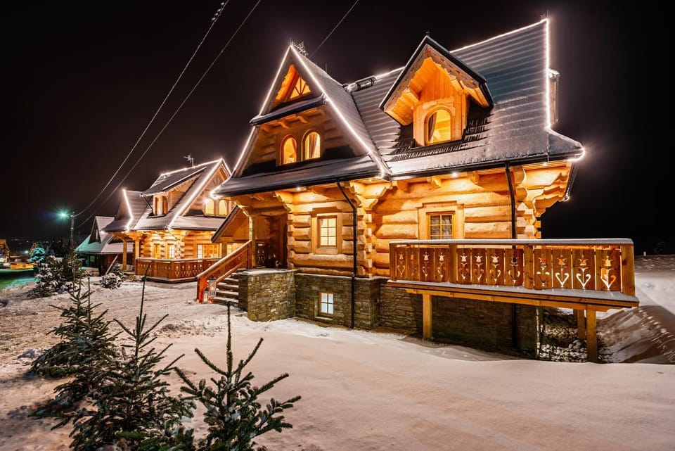 Property building, Night, Winter