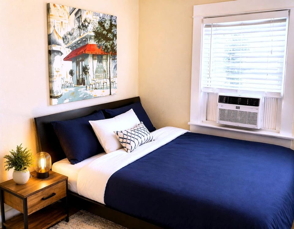 Bed, Decorative detail, Bedroom, air conditioner