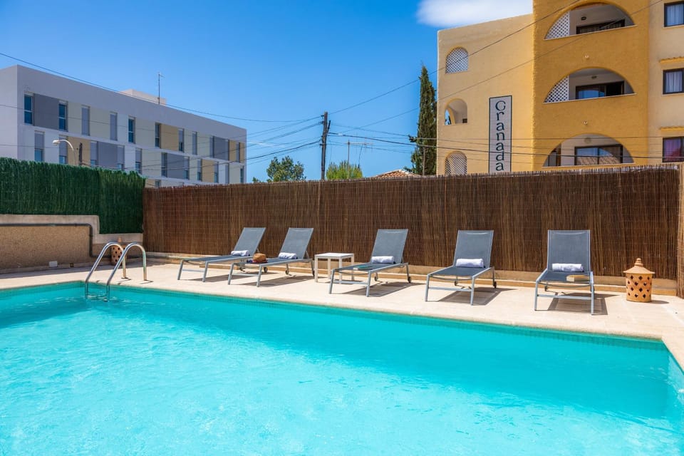 Property building, Living room, Swimming pool