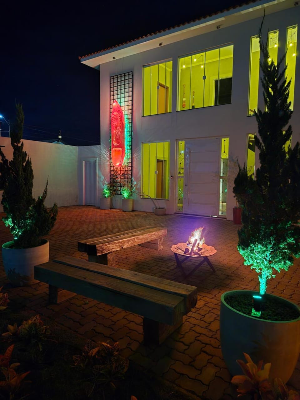 Property building, Night, Garden view