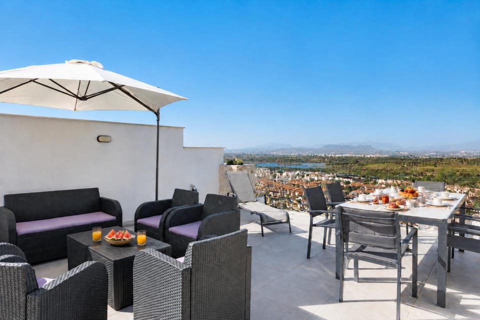 View (from property/room), Balcony/Terrace, Seating area, Dining area, Mountain view, Sea view