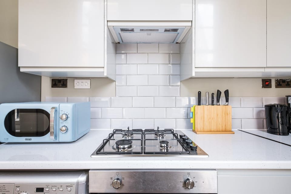 Kitchen or kitchenette, stove