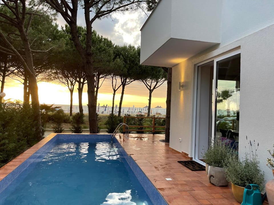 Beach, Swimming pool, Sunset