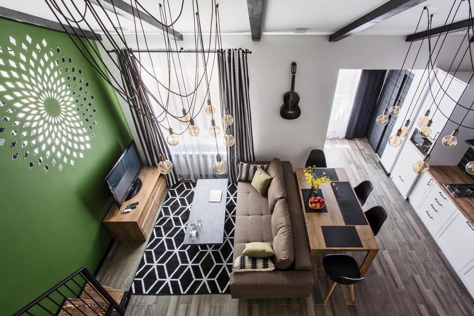 Kitchen or kitchenette, Living room, Photo of the whole room, Seating area, Dining area