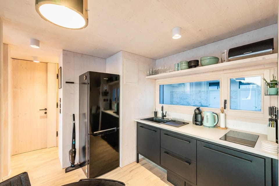 Kitchen or kitchenette, stove