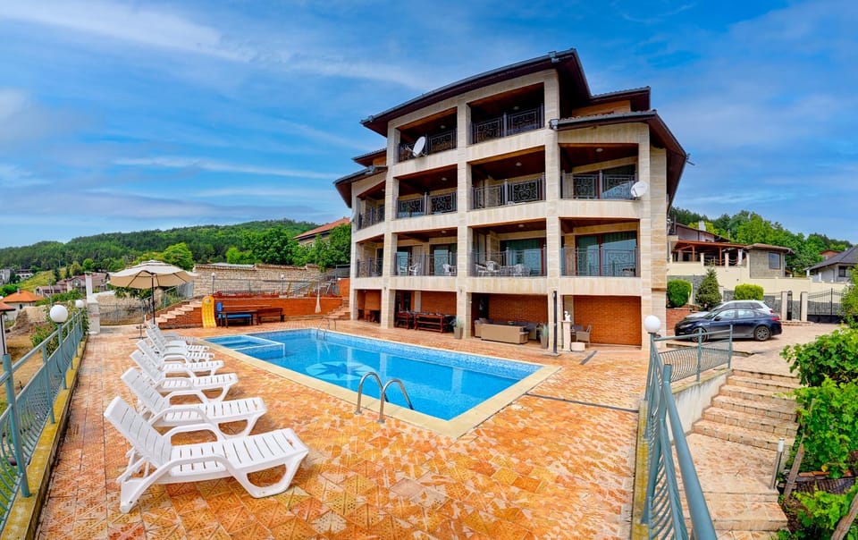 Property building, Patio, Swimming pool