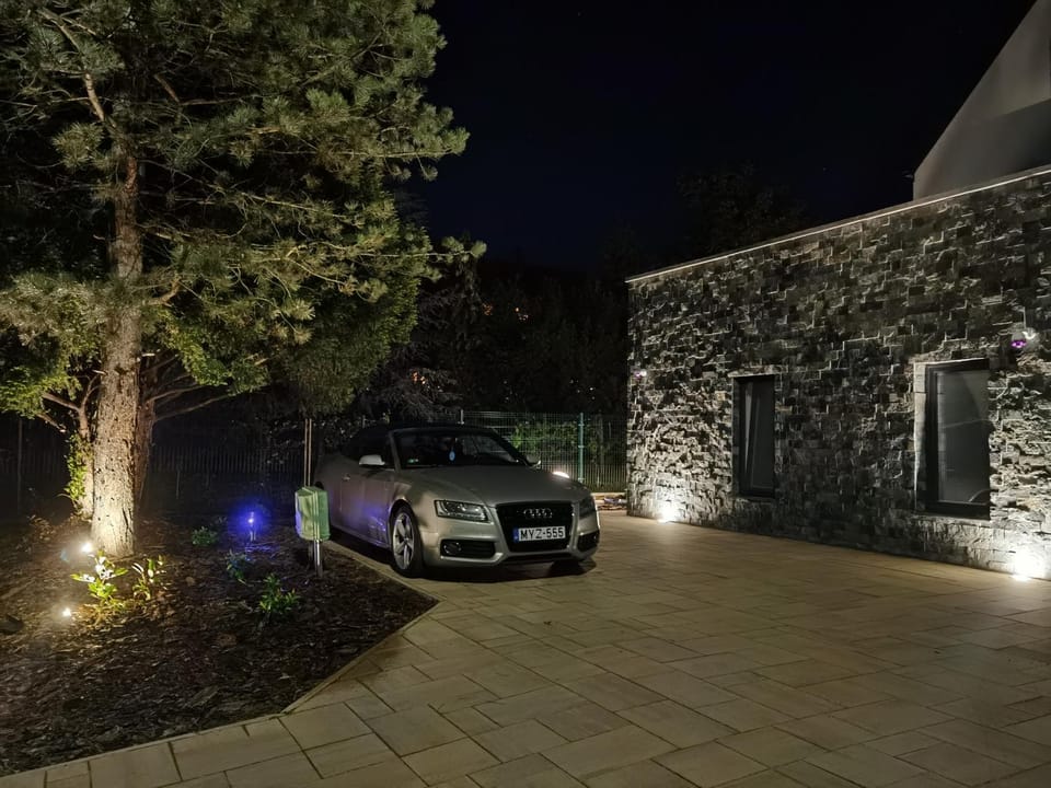 Property building, Facade/entrance, Night, Parking