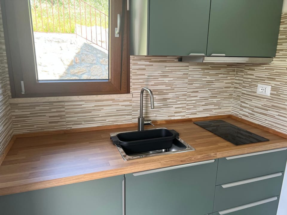 Kitchen or kitchenette, stove