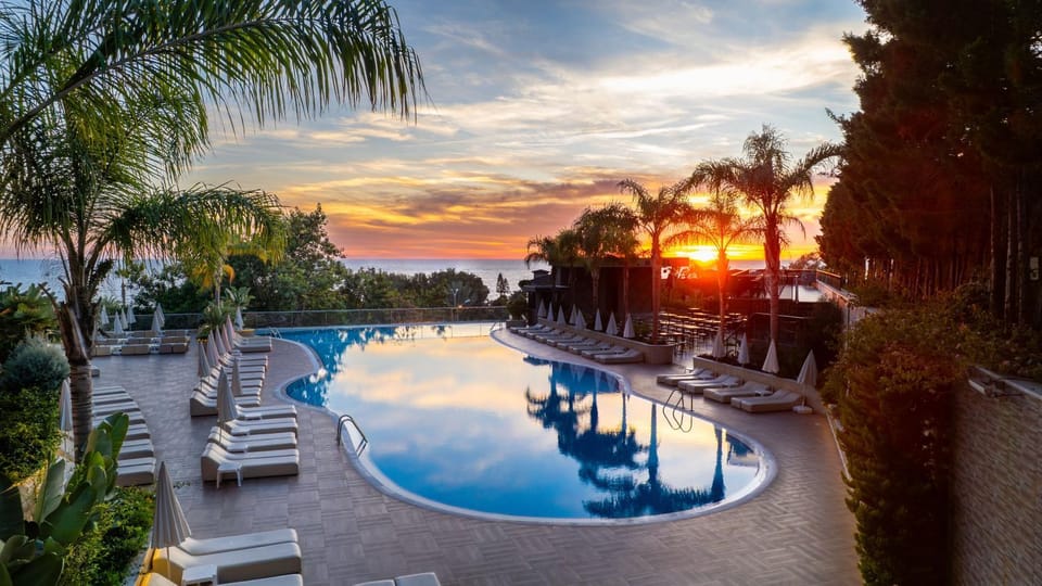 Pool view, Sunset