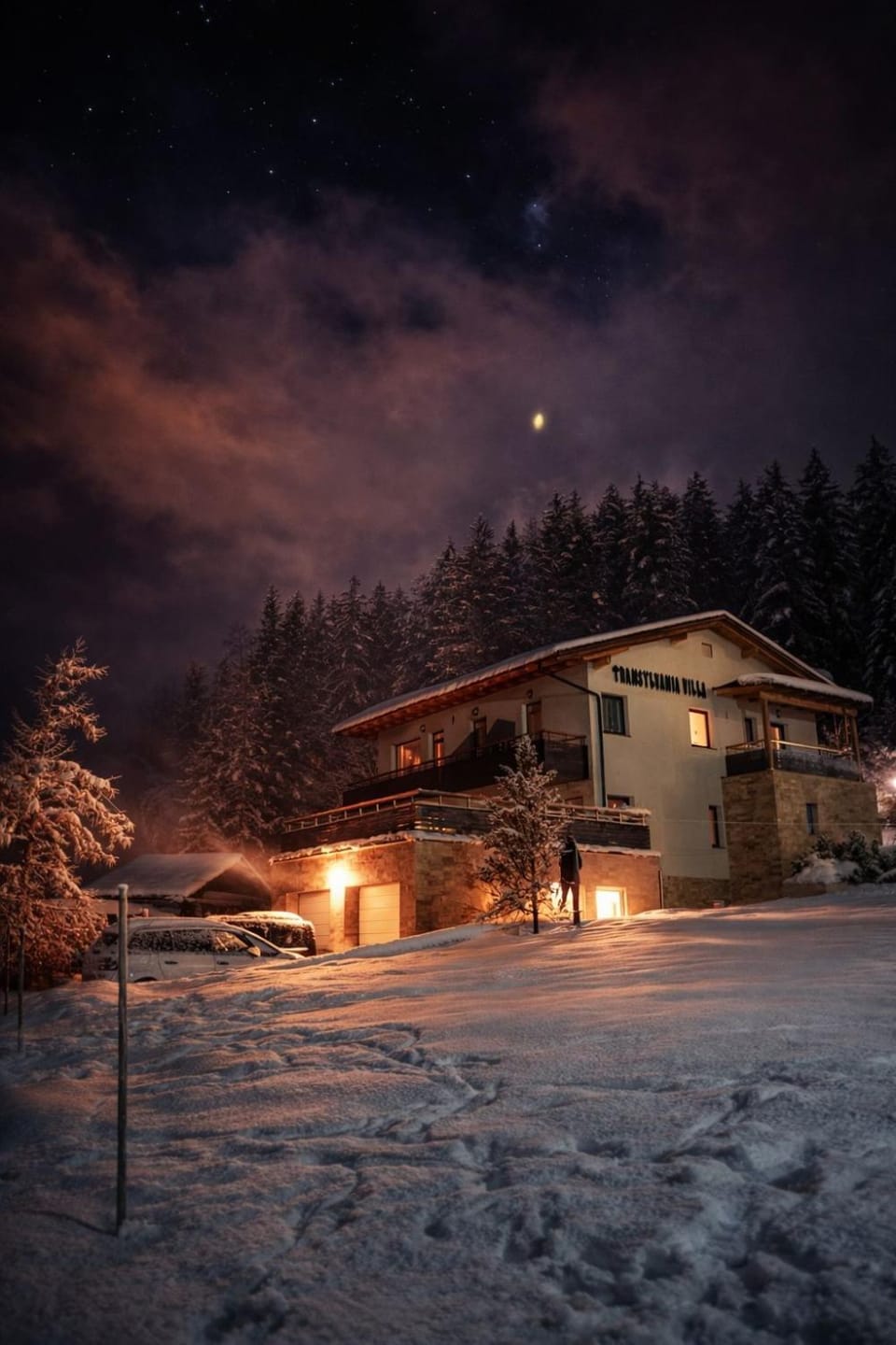 Property building, Night, Natural landscape, Winter