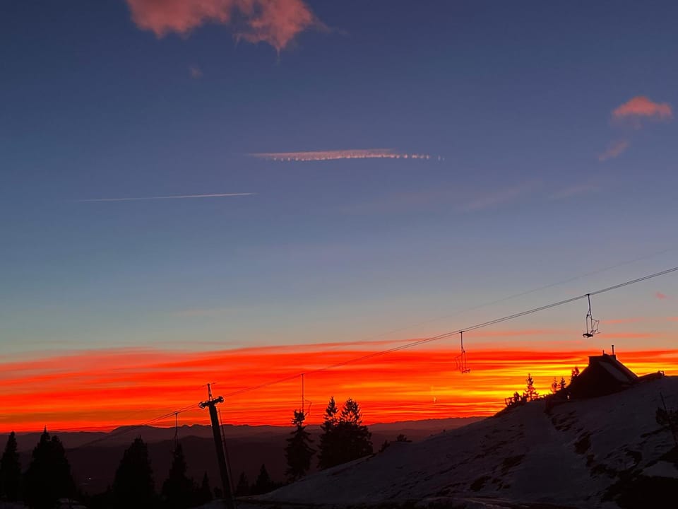 Natural landscape, Winter, Sunset