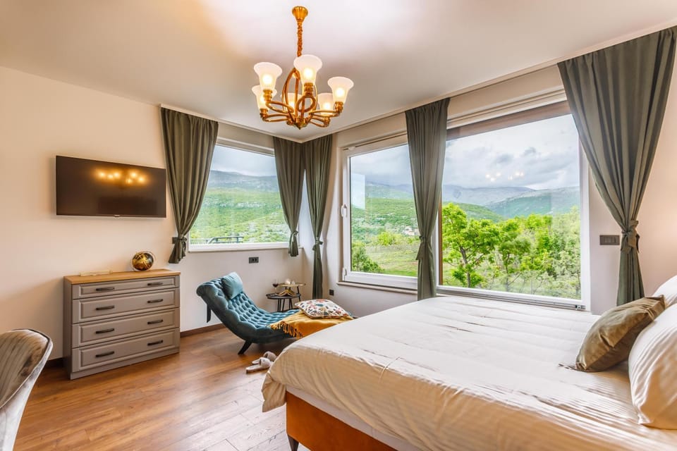 Bed, Natural landscape, Mountain view