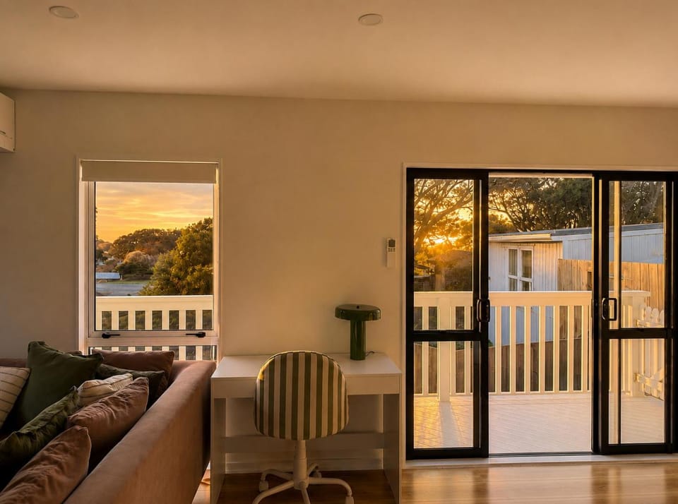 View (from property/room), Balcony/Terrace, Living room, Seating area, Sunset