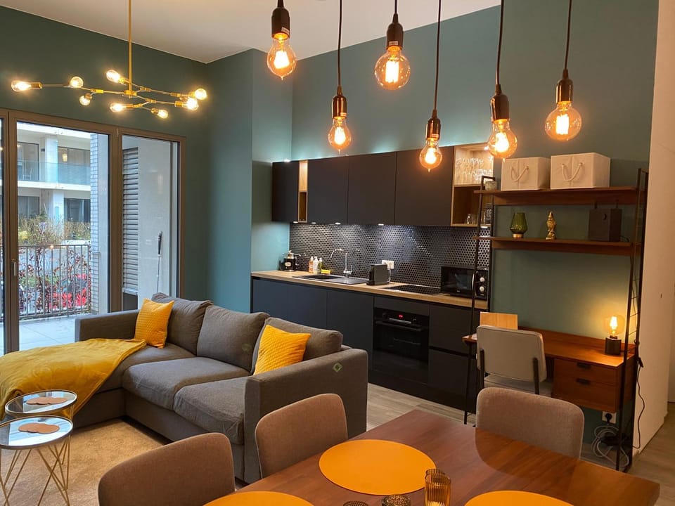 Kitchen or kitchenette, Living room, Dining area