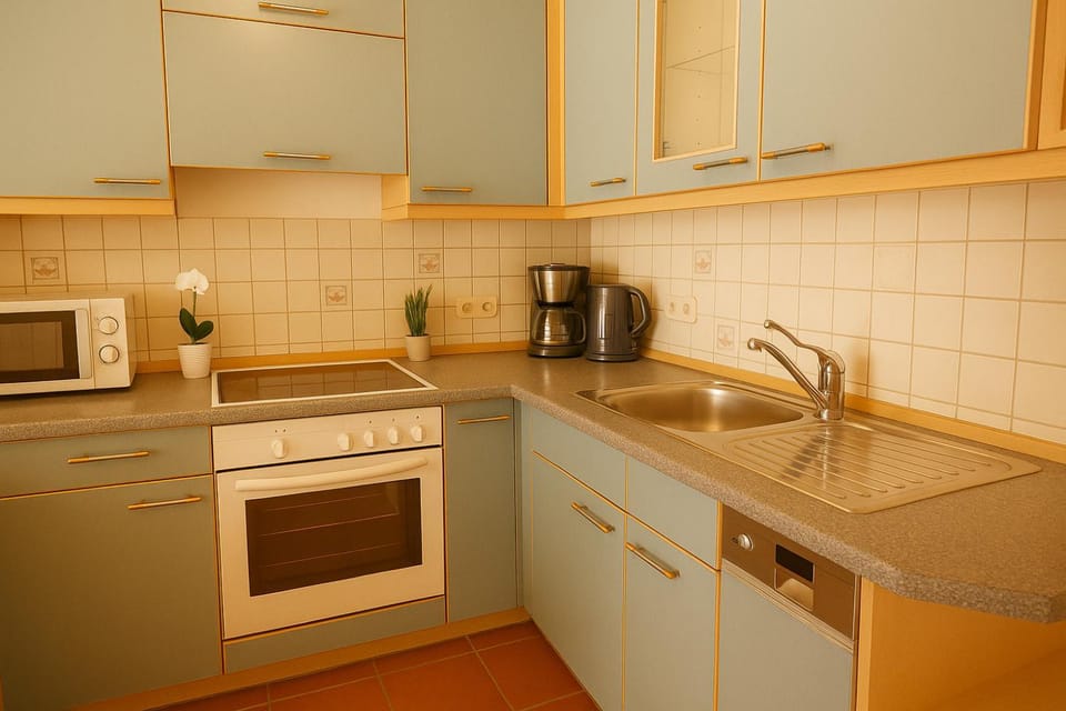 Kitchen or kitchenette, stove