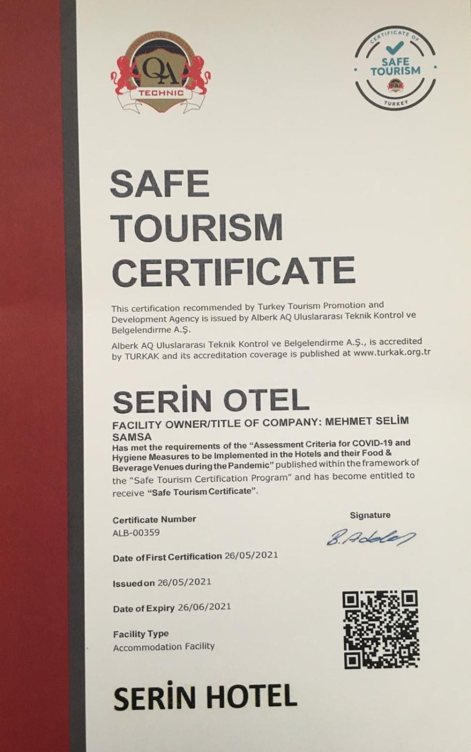 Certificate/Award