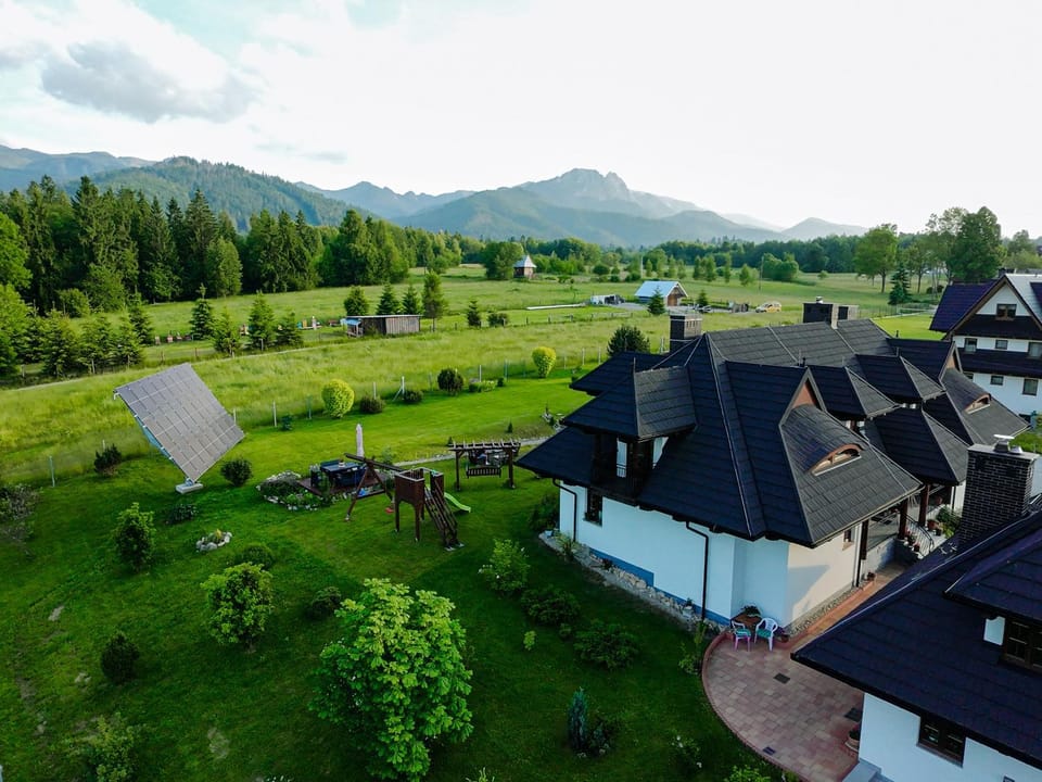 Property building, Natural landscape, Bird's eye view, Mountain view
