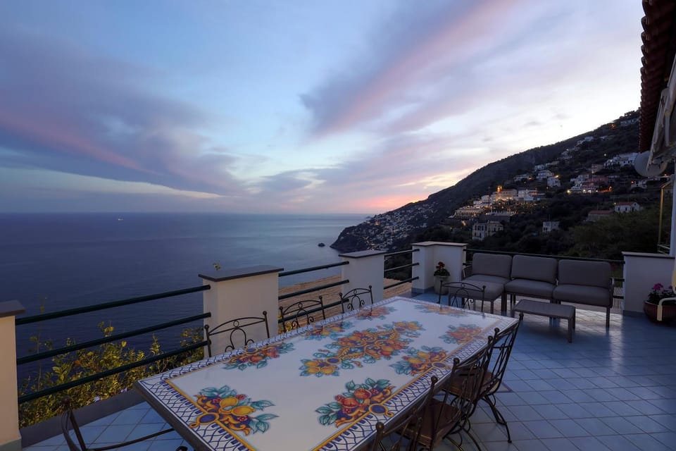 Natural landscape, View (from property/room), Balcony/Terrace, Balcony/Terrace, Dining area, Sea view, Sunset