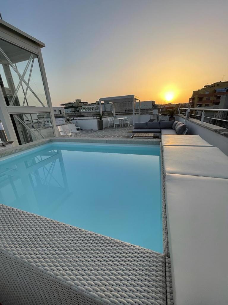 Pool view, Sunset