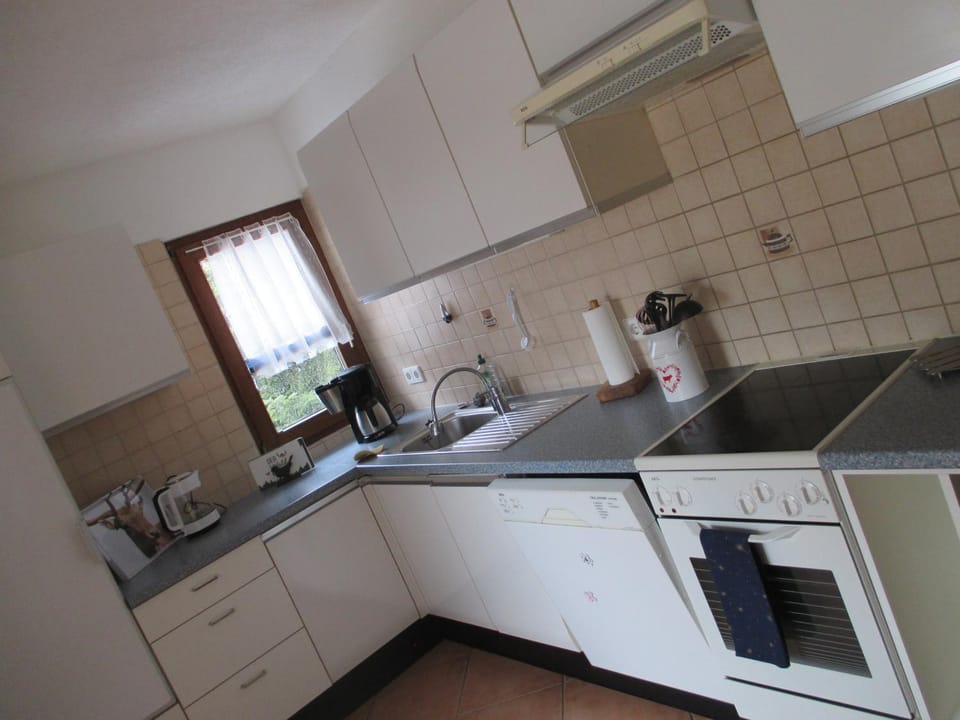 Kitchen or kitchenette, dishwasher, stove