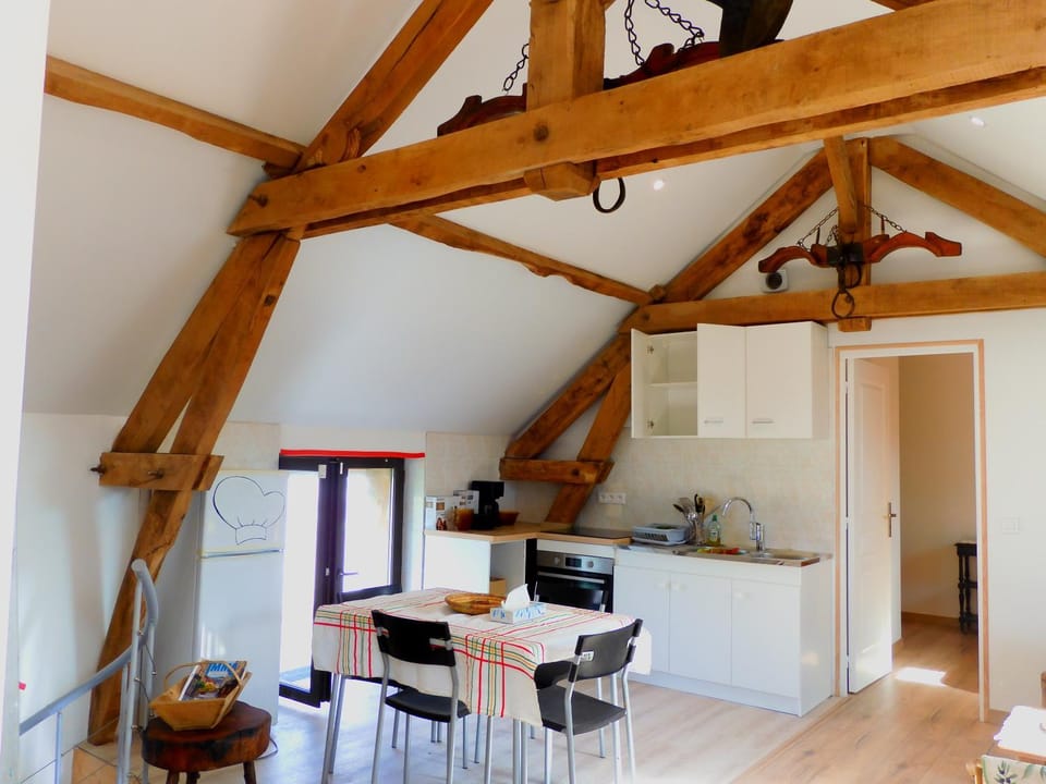 Kitchen or kitchenette, Dining area, stove