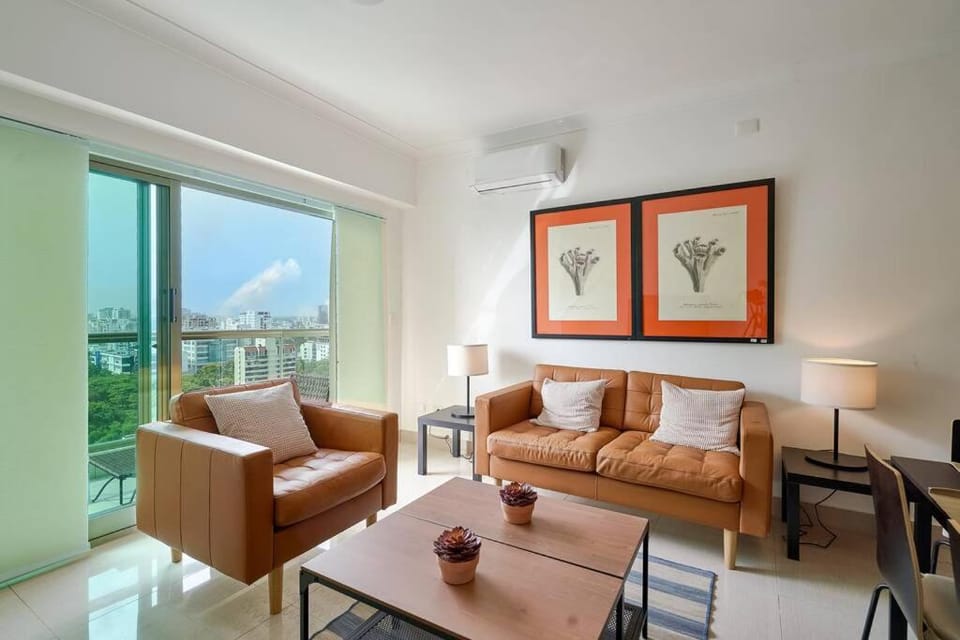 Living room, Seating area, City view, Street view