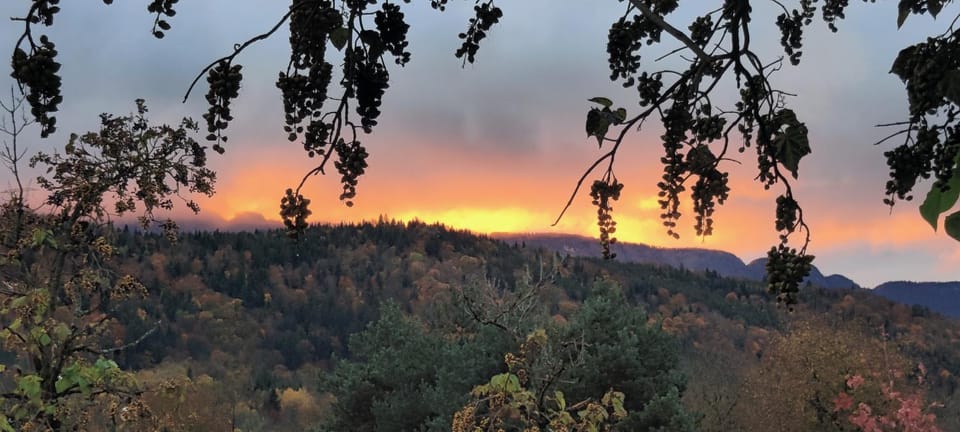 Mountain view, Sunset, Parking