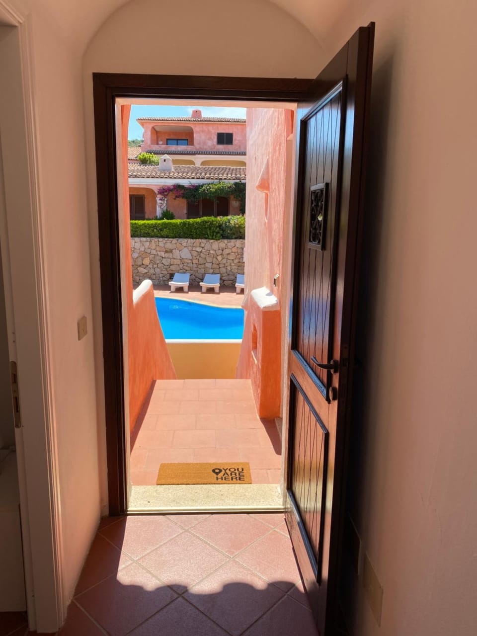 Property building, Living room, Pool view, Swimming pool