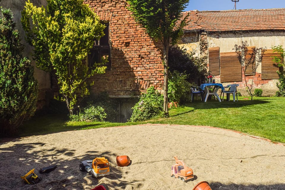 Garden, children, Inner courtyard view