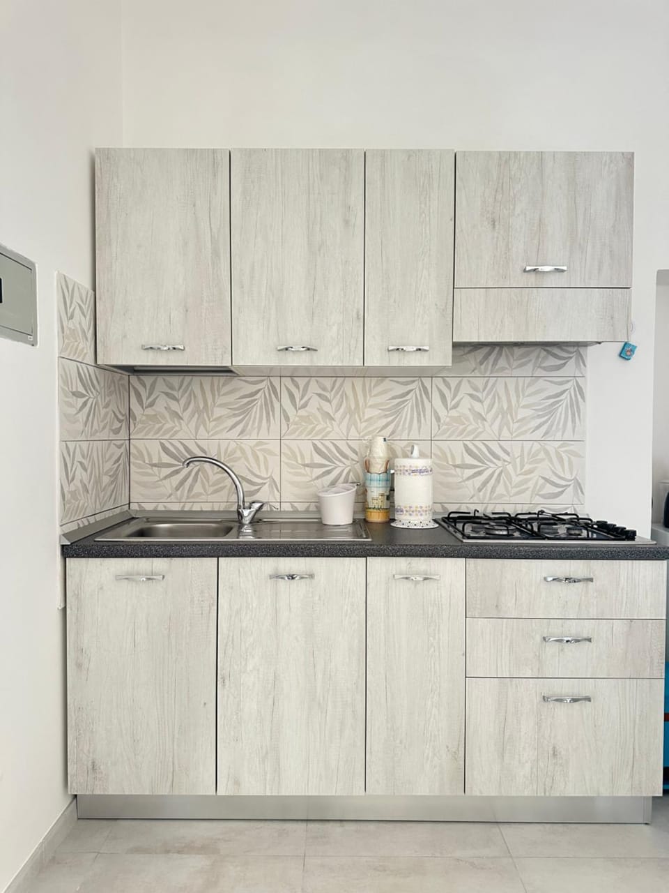 Kitchen or kitchenette, stove