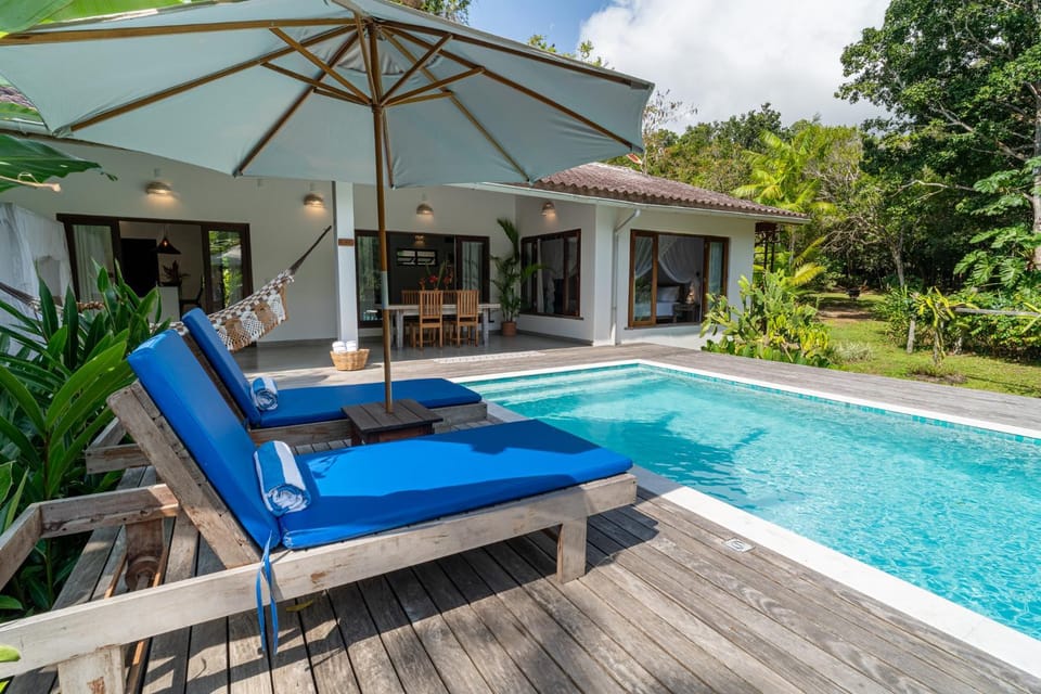 Patio, Natural landscape, Garden, Pool view, Swimming pool, sunbed