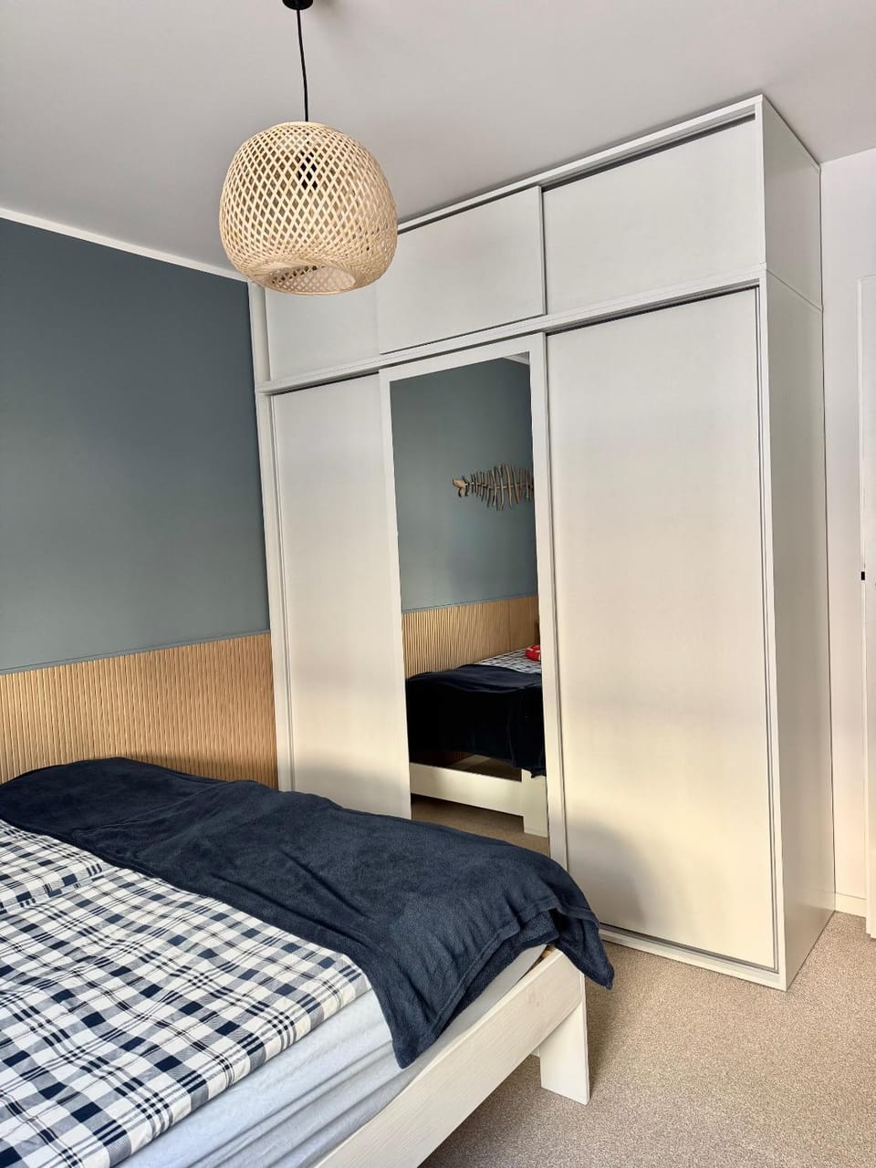 Bed, Photo of the whole room, Bedroom, flat iron, trouser press, wardrobe, dryer