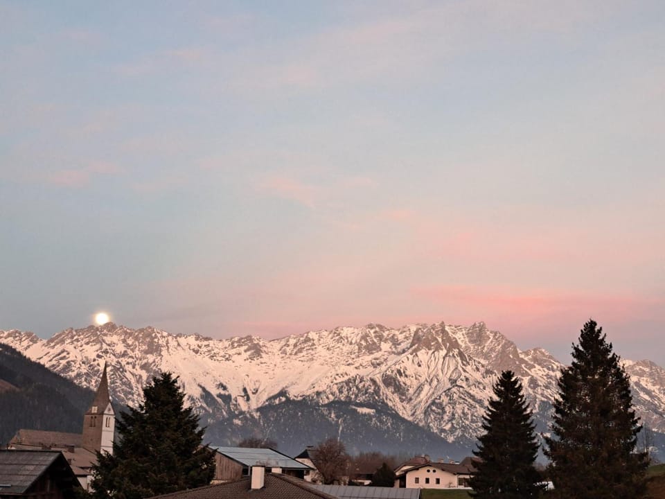 Winter, Mountain view, Sunrise