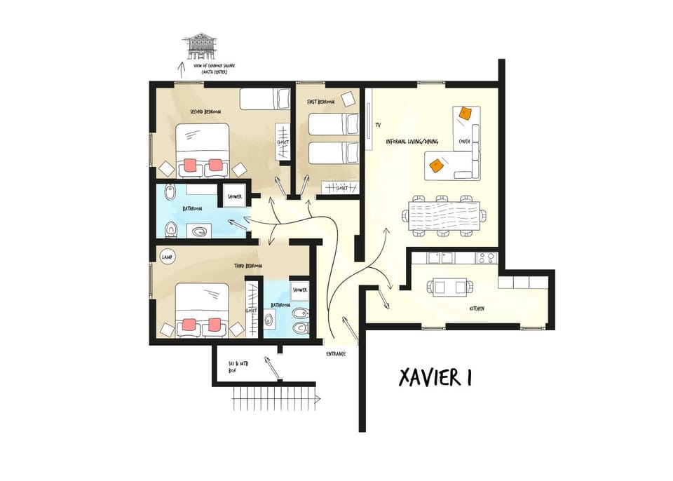Nearby landmark, View (from property/room), Floor plan, City view, City view, Landmark view, Quiet street view