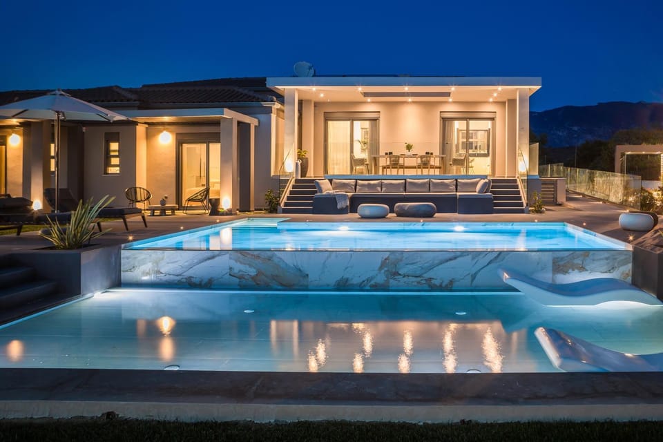 Property building, Night, Pool view, Swimming pool