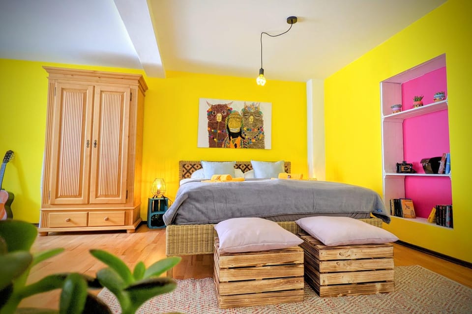 Bed, Photo of the whole room, Bedroom, towels, wardrobe