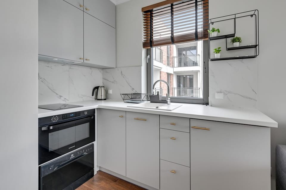 Kitchen or kitchenette, stove